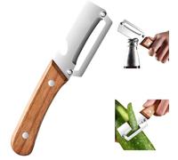 Multi-Functional Vegetable Peeler for Kitchen, Premium Vegetable Peeler with Wooden Handle and Bottle Opener Stainless Steel Blade Kitchen Tool for Fruit Apple Potato Pumpkin Papaya Zucchini (1PC)