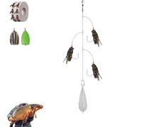 Multi-Hook Artificial Fly Fishing Lure Set, Bionic Fly Fishing Bait, Handmade Lures Assortment Kit with 2 Throwing Aids, for Carp (3 Hooks,S)