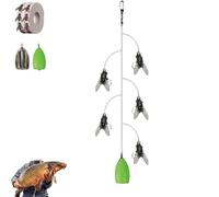 Multi-Hook Artificial Fly Fishing Lure Set, Bionic Fly Fishing Bait, Handmade Lures Assortment Kit with 2 Throwing Aids, for Carp (5 Hooks,L)