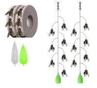 Multi-Hook Artificial Fly Fishing Lure Set, Bionic Fly Fishing Bait, Handmade Lures Assortment Kit with 2 Throwing Aids, Artificial Bait Hooks for Bass Trout (7 Hooks*2,Large)