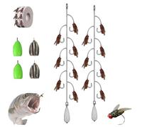 Multi-Hook Artificial Fly Fishing Lure Set, Bionic Fly Fishing Bait, Handmade Lures Kit, with Throwing Aids, or All Kinds of Fish (B,S)
