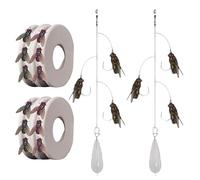 Multi-Hook Artificial Fly Fishing Lure Set, Bionic Fly Fishing Bait with 2 Throwing Aids, Quick Strike Fly Bait, Artificial Bait Hooks for Bass Trout, for Freshwater Saltwater (3 PCS)