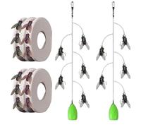 Multi-Hook Artificial Fly Fishing Lure Set, Bionic Fly Fishing Bait with 2 Throwing Aids, Quick Strike Fly Bait, Artificial Bait Hooks for Bass Trout, for Freshwater Saltwater (5 PCS)