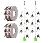 Multi-Hook Artificial Fly Fishing Lure Set, Bionic Fly Fishing Bait with 2 Throwing Aids, Quick Strike Fly Bait, Artificial Bait Hooks for Bass Trout, for Freshwater Saltwater (7 PCS)
