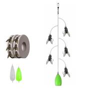 Multi-Hook Artificial Fly Fishing Lure Set, Fly Fishing Bait with 2 Throwing Aids - Handmade 3D Lures Kit with Quick Strike Design for Freshwater and Saltwater Use(1 pcs 5 Hooks,Large)