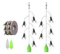 Multi-Hook Artificial Fly Fishing Lure Set, Fly Fishing Bait with 2 Throwing Aids - Handmade 3D Lures Kit with Quick Strike Design for Freshwater and Saltwater Use(2 pcs 5 Hooks,Small)