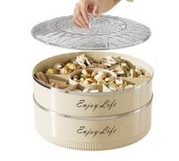 Multi-Layer Snack Container, 7 Compartments Platter, Snack Box Container with Lid and Handle, Food Storage Tray, Kitchen Tool Serving Accessory, for Fruit Nut Coffee Juice Beer Cocktail Party Picnic