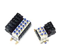 Multi Option 4V210-08 Electromagnetic Solenoid Valve Block With Muffler Fitting Base Manifold DC 12v 24v AC 110v 220v 2 to 6 Way(2 Row 8mm Fitting,AC220V)