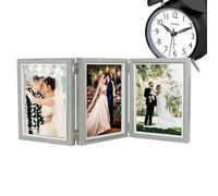 Multi Picture Frame - Triple Linked Collage Photo Frame | 17.6cmx4.5cmx12.1cm Wall Frames with Glass Panel, Picture Frames Set with Vertical Stand, Photo Mount, Wood Mount for Family Tabletop Stand
