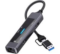 Multi-Port USB 3.0 Hub 5 en 1 Dockteck, Dock Ethernet, adaptador USB C con LAN RJ45, USB 3.0, para ordenador portátil, teléfono, tablet, lector de tarjetas SD TF