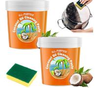Multi-Purpose Coconut Oil Cleaning Polishing Paste, Heavy Oil Cleaning Agent for Kitchen,Tiles, Powerful Pot Bottom Black Stain Remover for Appliances Upholstery & More
