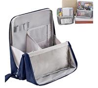 Multi-Purpose Large Capacity Oxford Cloth Standing Makeup Bag - Portable Lightweight Canvas Organizer with Multiple Compartments, Upright Design for Cosmetics & Stationery Storage (Navy)