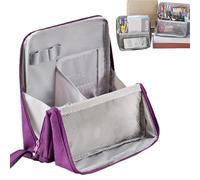 Multi-Purpose Large Capacity Oxford Cloth Standing Makeup Bag - Portable Lightweight Canvas Organizer with Multiple Compartments, Upright Design for Cosmetics & Stationery Storage (Purple)