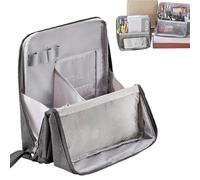 Multi-Purpose Large Capacity Oxford Cloth Standing Makeup Bag - Portable Lightweight Canvas Organizer with Multiple Compartments, Upright Design for Cosmetics & Stationery Storage (Gray)