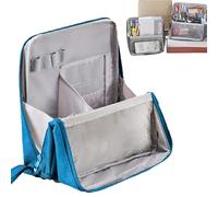 Multi-Purpose Large Capacity Oxford Cloth Standing Makeup Bag - Portable Lightweight Canvas Organizer with Multiple Compartments, Upright Design for Cosmetics & Stationery Storage (Blue)