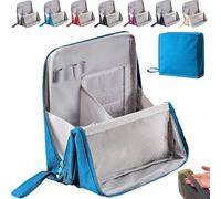 Multi-Purpose Large Capacity Oxford Cloth Standing Makeup Bag, Portable Lightweight Waterproof Organizer with Multiple Compartments, Upright Design for Travel, Work and Daily Use (Blue)