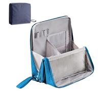 Multi-Purpose Large Capacity Oxford Cloth Standing Makeup Bag, Portable Toiletry Bag for Makeup Brushes, Waterproof Makeup Organizer with Compartments, Large Capacity (Blue)