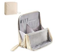 Multi-Purpose Large Capacity Oxford Cloth Standing Makeup Bag, Portable Toiletry Bag for Makeup Brushes, Waterproof Makeup Organizer with Compartments, Large Capacity (Beige)