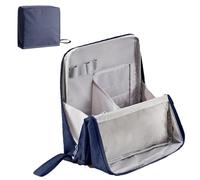 Multi-Purpose Large Capacity Oxford Cloth Standing Makeup Bag, Portable Toiletry Bag for Makeup Brushes, Waterproof Makeup Organizer with Compartments, Large Capacity (Navy)