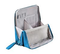 Multi-Purpose Large Capacity Oxford Cloth Standing Makeup Bag, Standing Makeup Bag with Compartments for Travel, School, Office (Light Blue)