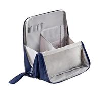 Multi-Purpose Large Capacity Oxford Cloth Standing Makeup Bag, Standing Makeup Bag with Compartments for Travel, School, Office (Dark Blue)