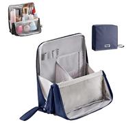 Multi-Purpose Large Capacity Oxford Cloth Standing Makeup Bag,Waterproof Makeup Organizer with Compartments, Portable Toiletry Bag for Women and Men,for Travel or Home Use (Navy)