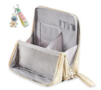 Multi-Purpose Large Capacity Oxford Cloth Standing Makeup Bag, Waterproof Makeup Organizer with Compartments,Vertical Office Desktop Makeups Bag, for Makeups Brushes (White)