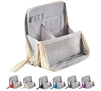 Multi-Purpose Large Capacity Oxford Cloth Standing Makeup Bag, Waterproof Makeup Organizer with Compartments Vertical Office Desktop Storage Bags (Beige)