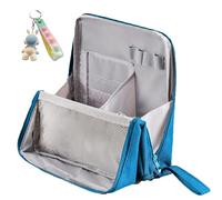 Multi-Purpose Large Capacity Oxford Cloth Standing Makeup Bag, Waterproof Makeup Organizer with Compartments,Vertical Office Desktop Makeups Bag, for Makeups Brushes (Light Blue)