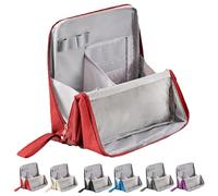 Multi-Purpose Large Capacity Oxford Cloth Standing Makeup Bag, Waterproof Makeup Organizer with Compartments Vertical Office Desktop Storage Bags (Red)