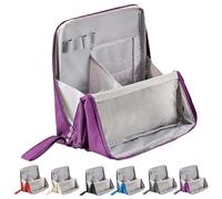 Multi-Purpose Large Capacity Oxford Cloth Standing Makeup Bag, Waterproof Makeup Organizer with Compartments Vertical Office Desktop Storage Bags (Purple)
