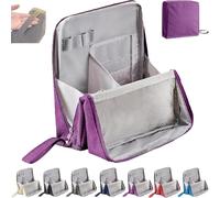 Multi-Purpose Large Capacity Oxford Cloth Standing Makeup Bag,Waterproof Makeup Organizer with Multiple Compartments, Upright Design for Cosmetics & Stationery Storage (Purple)