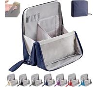 Multi-Purpose Large Capacity Oxford Cloth Standing Makeup Bag,Waterproof Makeup Organizer with Multiple Compartments, Upright Design for Cosmetics & Stationery Storage (Navy)