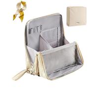 Multi-Purpose Large Capacity Oxford Cloth Standing Makeup Bag,Waterproof Portable Toiletry Bag with Compartments,Multifunctional Toiletry Bag and Stationery Storage (Beige, One Size)