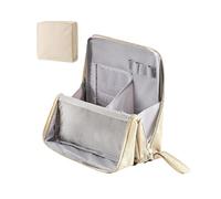 Multi-Purpose Large Capacity Oxford Cloth Standing Makeup Bag,Waterproof Travel Toiletry Bag with Handle for Women (Beige)