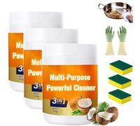 Multi-Purpose Powerful Cleaner for Kitchen, 3 in 1 Stainless Coconut Oil Cleaning Paste, 2025 Upgraded Heavy Kitchen Duty Degreaser, Cleaner for Microwave, Oven, Stove Top (3pcs)
