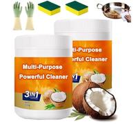 Multi-Purpose Powerful Cleaner for Kitchen, 3 in 1 Stainless Coconut Oil Cleaning Paste, 2025 Upgraded Heavy Kitchen Duty Degreaser, Cleaner for Microwave, Oven, Stove Top (2pcs)