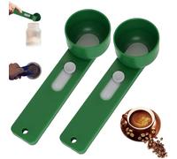 Multi Purpose Scoop with Built in Funnel, Funnel Scoop for Powder, Multifunctional Powder Sliding Spoon, Collagen Formula Coffee Scoops, Easy Dispensing of Various Powders (Green, 2TBS 2PCS)