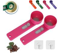Multi Purpose Scoop with Built in Funnel, Powderpal Mess-Free Powder Scoop, Multifunctional Powder Sliding Spoon, Easy Dispensing of Various Powders, for Narrow Bottles (Pink*2,Narrow Handle)