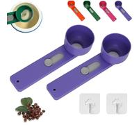 Multi Purpose Scoop with Built in Funnel, Powderpal Mess-Free Powder Scoop, Multifunctional Powder Sliding Spoon, Easy Dispensing of Various Powders, for Narrow Bottles (Purple*2,Narrow Handle)