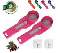 Multi Purpose Scoop with Built in Funnel, Powderpal Mess-Free Powder Scoop, Multifunctional Powder Sliding Spoon, Easy Dispensing of Various Powders, for Narrow Bottles (Pink*2,Wide Handle)