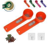 Multi Purpose Scoop with Built in Funnel, Powderpal Mess-Free Powder Scoop, Multifunctional Powder Sliding Spoon, Easy Dispensing of Various Powders, for Narrow Bottles (Orange*2,Narrow Handle)