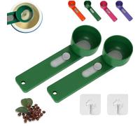 Multi Purpose Scoop with Built in Funnel, Powderpal Mess-Free Powder Scoop, Multifunctional Powder Sliding Spoon, Easy Dispensing of Various Powders, for Narrow Bottles (Green*2,Narrow Handle)