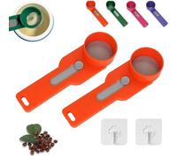 Multi Purpose Scoop with Built in Funnel, Powderpal Mess-Free Powder Scoop, Multifunctional Powder Sliding Spoon, Easy Dispensing of Various Powders, for Narrow Bottles (Orange*2,Wide Handle)