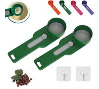 Multi Purpose Scoop with Built in Funnel, Powderpal Mess-Free Powder Scoop, Multifunctional Powder Sliding Spoon, Easy Dispensing of Various Powders, for Narrow Bottles (Green*2,Wide Handle)