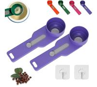 Multi Purpose Scoop with Built in Funnel, Powderpal Mess-Free Powder Scoop, Multifunctional Powder Sliding Spoon, Easy Dispensing of Various Powders, for Narrow Bottles (Purple*2,Wide Handle)