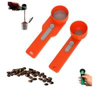 Multi Purpose Scoop with Built in Funnel, Scoop with Built in Funnel, Mess Free Measuring Funneler Sliding Spoon, For Ground Coffee, Protein Powder, Tea (Orange)