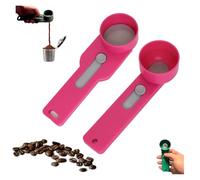 Multi Purpose Scoop with Built in Funnel, Scoop with Built in Funnel, Mess Free Measuring Funneler Sliding Spoon, For Ground Coffee, Protein Powder, Tea (Pink)