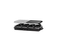 Russell Hobbs Multi Raclette 3 in 1-8 Mini Sartenes, Placas Duales: Superficie Acero Inoxidable y Piedra, Grill Reversible, Placas Antiadherentes, Espátulas de Madera, 1400 W, Negro - 26280-56