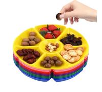 Multi Section Tray - Divided Serving Platter for Kitchen | 7 Compartments with 12 Pieces Set, Snacks Desserts Fruits Biscuits Candies Cupcakes, Party Gatherings Dinner Accessories for Home Events